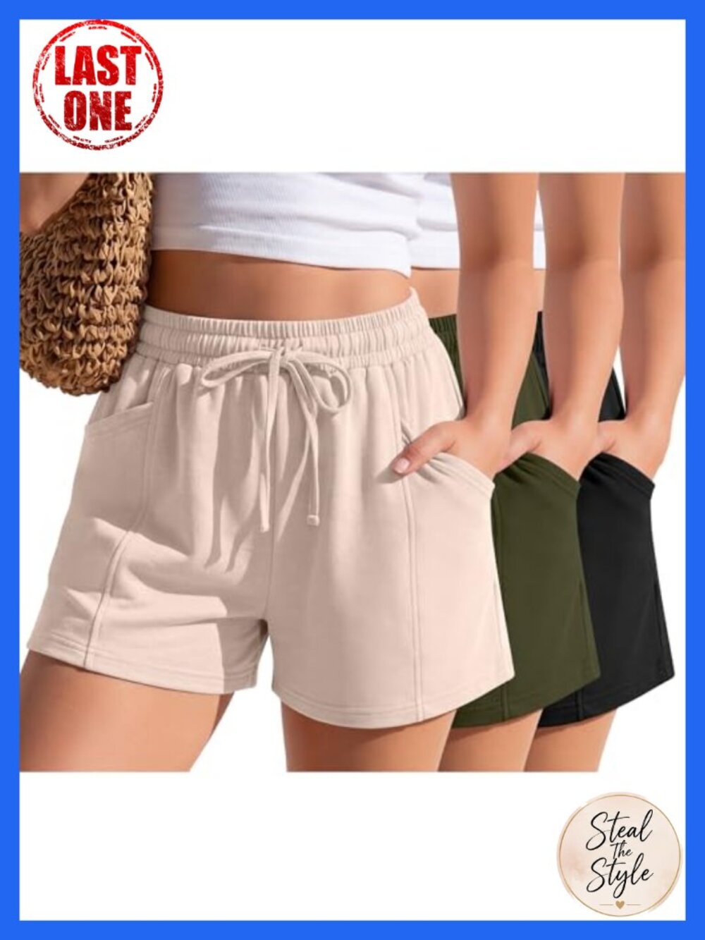 Plus Size Sweat Shorts with Pockets Drawstring Lounge Athletic 3 Pack